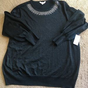 Black Brand New Sweater with crystal Never Worn!!